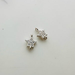 2Pcs, Solid Sterling Silver Star Links / 9x6mm
