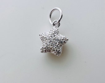 Solid Sterling Silver Star Charm / 8x8mm / 1 Pcs