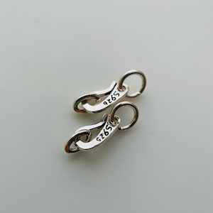 2 Pcs , Solid Sterling Silver Hook Clasps / 10x4mm