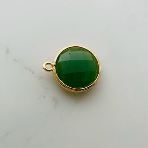 4pcs ,  real gold plated cubic emerald charm (18x15mm)