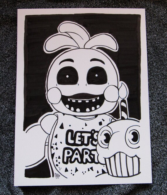 FNAF Inktober 2016: Toy Chica Ink Illustration