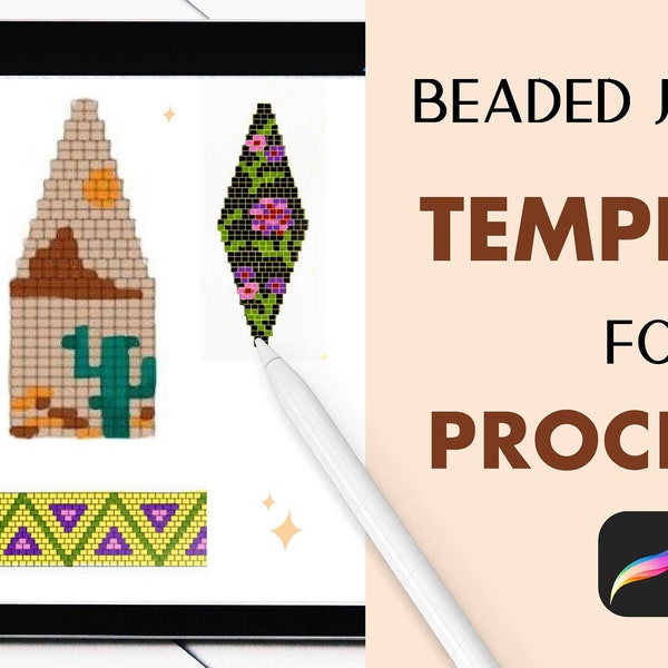 Beaded earrings templates - Procreate brushes - Pattern Stamps for Procreate - Ipad Pro