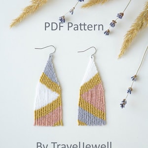 Earrings pattern - Geometric earrings - PDF pattern - Beaded jewelry - Peyote earrings - Seed bead earrings - Instant download