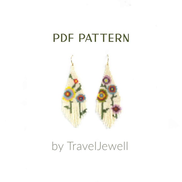 Earring pattern - Flower earrings PDF pattern - Peyote earring - Digital download - Seed bead earrings