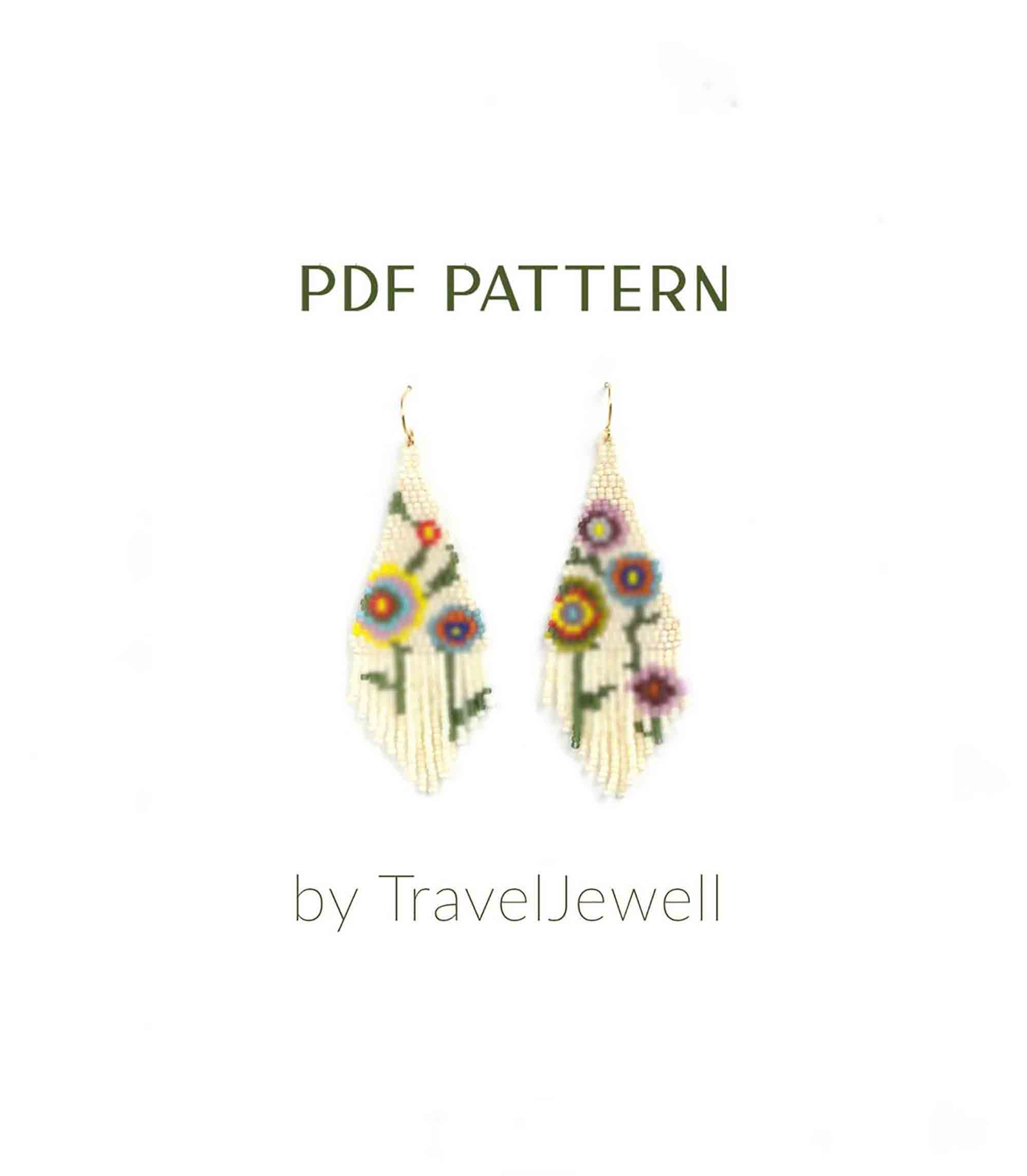 Earring Pattern Flower Earrings PDF Pattern Peyote Earring - Etsy
