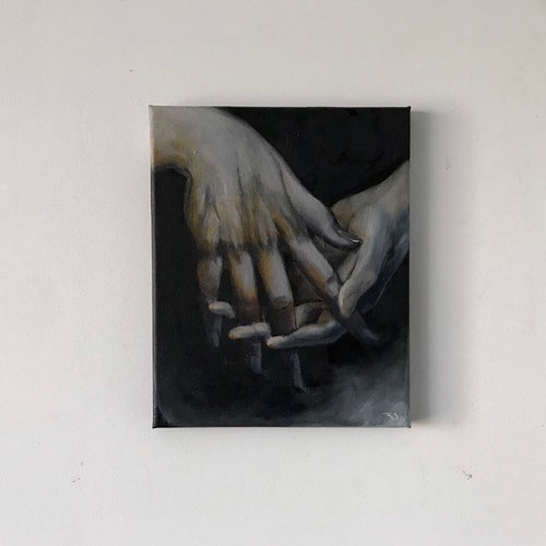 Waiting - Oil Painting - Dark Art, newest Hands, Macabre, Gothic - lizdelphic