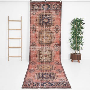 3x12 Turkish Vintage Oushak Runner Rug, Handmade Carpet Runner Rug, Hallway Rug, Anatolia Runner Rug, Runner Rug 3x12, 13878