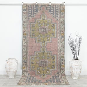 Turkish Vintage Oushak Rug, Handmade Area Rug , Primitive Turkish Rug, Bedroom Rug, Carpet Rug, Kid room rug, Rustic decor , Rug 4x9
