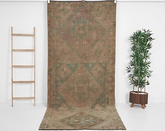 Oushak Türkischer Teppichläufer 100x300: Vintage Teppichläufer Ausgeblichener Flur