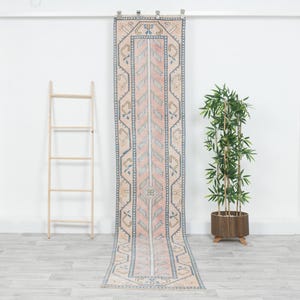 2x11 Beige Runner rug, 2x11 Runner rug ,Oushak runner, Turkish runner, Vintage runner ,Hallway rug, Neutral rug, Runner Floor rug, 7458