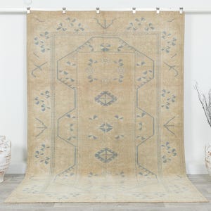 Neutral Oushak Rug, Vintage Turkish Rug 7x10, Area Rug 7x10, Handmade rug, Scandinavian, Living Room Rug, Carpet Rug