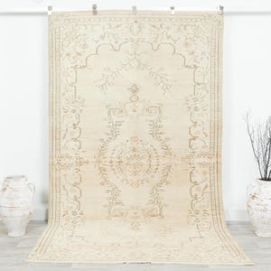 Beige Turkish Rug 6x9, Oushak Rug 6x9, Vintage Rug 6x9, Handmade Rug, Area Rug 6x9, Kid Room Rug, Carpet Rug, Bedroom rug