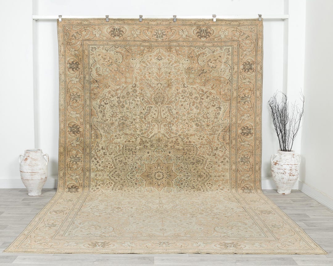 Large Faded Rugs Large Faded Turkish Oushak Rug, Vintage Neutral Area Carpet (8x12) - Etsy