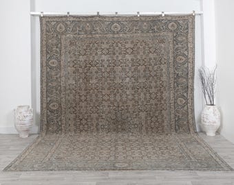 9x12 großer handgemachter antiker Vintage türkischer Oushak-Teppich, einzigartiger Bauernhaus