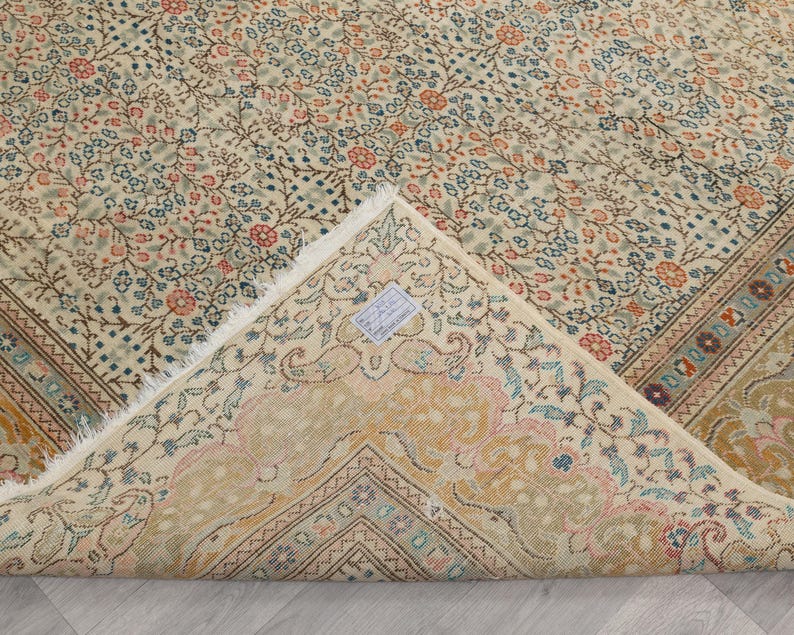 Vintage Turkish Oushak Rug 8x11: Handmade Anatolian Carpet Rug image 8
