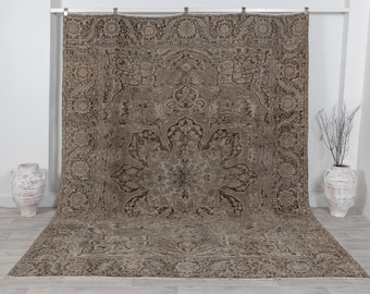 Antique Large Turkish Oushak Rug 9x12 Handmade Vintage Area Carpet Rug