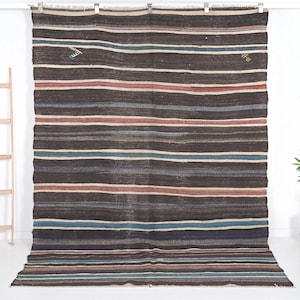 Vintage Turkish Kilim Rug 6x9: Handmade Flatweave Area Rug