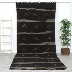 Brown Narrow Kilim Rug, Handmade Minimalist Kilim Rug, Turkish Vintage Kilim Rug, Contemporary decor, 6x12 Floor Kilim rug, 14202