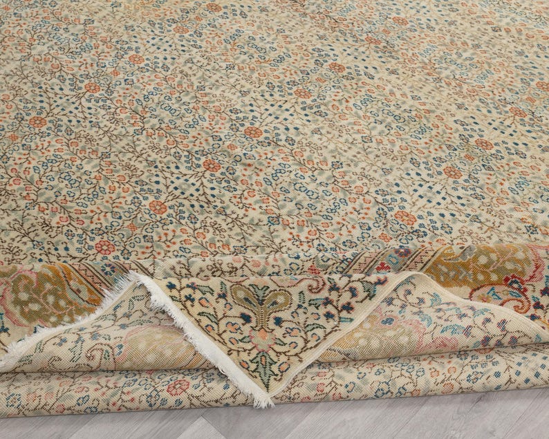 Vintage Turkish Oushak Rug 8x11: Handmade Anatolian Carpet Rug image 7