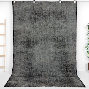 6x9 Black Turkish Carpet Rug, Vintage Rug, Oushak Rug, Handmade rug, Overdye Rug, Distressed Rug , Contemporary, Rug for Housewarming