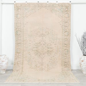 Area Rug 6x9, Oushak Rug, Handmade Rug, Turkish Rug, Vintage Rug, Living Room Rug, Beige Turkish Rug 6x9, Neutral Rug