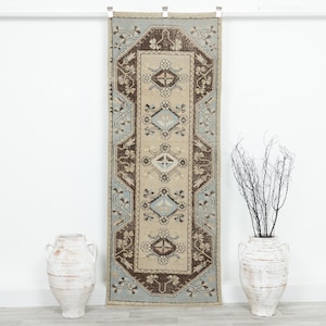 3x7 Small Turkish Rug, Entryway Rug, Vintage Rug 3x7, Oushak rug, Handmade rug, Bedroom rug, Wool Rug, Runner Rug 3x7
