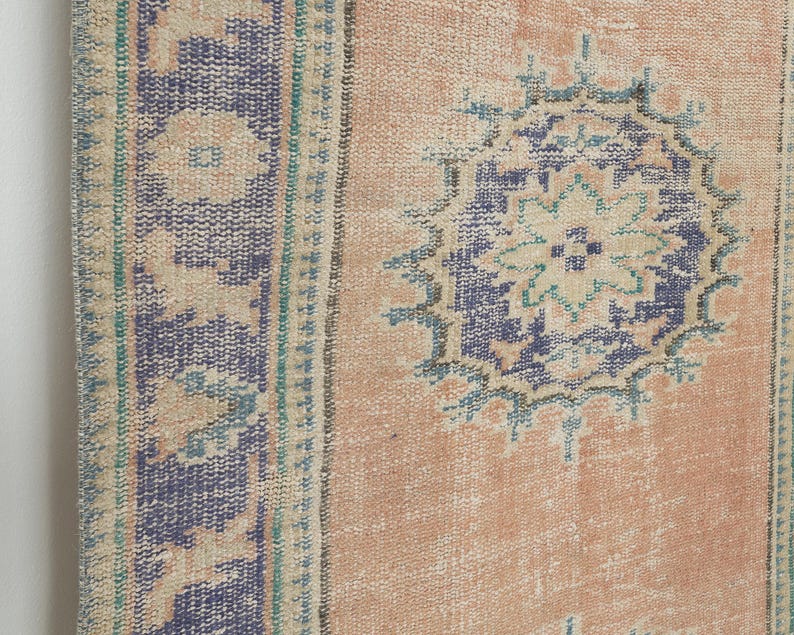 Handgefertigter Türkischer Oushak Teppichläufer 100x300, Vintage Skandinavischer Teppich Bild 4