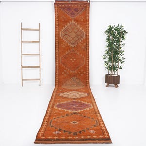 Long Runner Rug 3x14 + Oriental Handmade Runner Rug + Turkish Runner Rug + Vintage Persian Runner Rug + Hallway Rug + Entryway rug + 13399