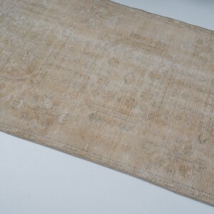 Oushak Vintage Runner Rug, Turkish Handmade Runner Rug, Scandinavian Rug, Kitchen Runner, Runner Rug 3x11, Neutral Faded Rug, 13202 image 4