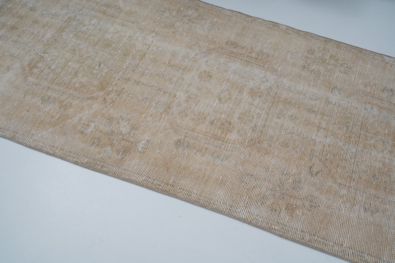 Oushak Vintage Runner Rug, Turkish Handmade Runner Rug, Scandinavian Rug, Kitchen Runner, Runner Rug 3x11, Neutral Faded Rug, 13202 image 4