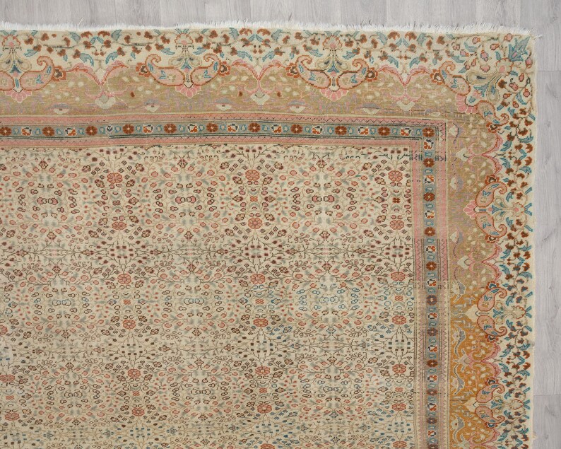 Vintage Turkish Oushak Rug 8x11: Handmade Anatolian Persian Carpet Rug