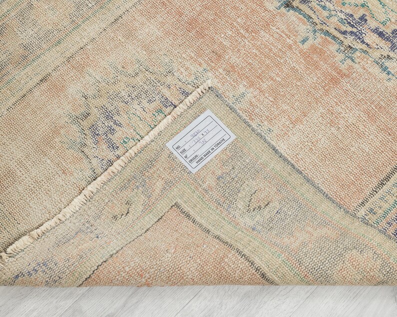 Handmade Turkish Oushak Runner Rug 3x11 , Vintage Scandinavian Carpet