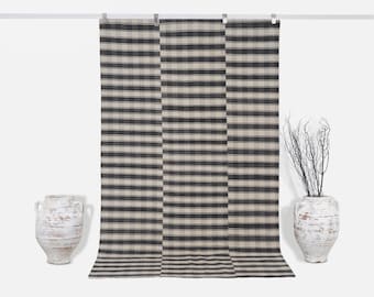 Plaid Kilim Rug 5x8, White Black Kilim Rug, Handmade rug, Vintage Turkish Kilim Rug 5x8, Contemporary, Bedroom rug