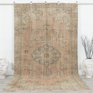 Area Rug 6x10, Faded Oushak Rug, Wool Vintage rug, Handmade rug, Floor Turkish Rug, Bedroom rug, Living room rug, Turkey rug, Carpet rug