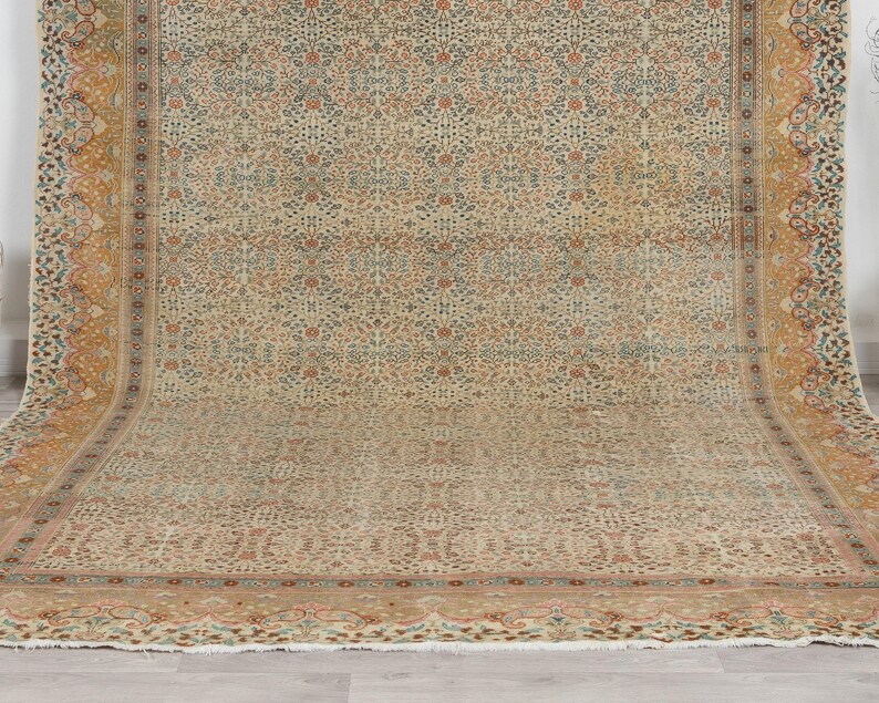 Vintage Turkish Oushak Rug 8x11: Handmade Anatolian Carpet Rug image 2