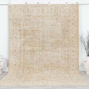 Antique Oushak Rug - Beige Vintage Rug 7x10 - Unique Turkish Rug - Handmade rug -  Farmhouse decor - Area Rug 7x10 - Entryway rug