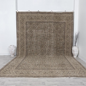 Large Persian Rug 10x13 ~ Vintage Oushak Rug 10x13 ~ Handmade rug ~ Large Turkish Rug 10x13 ~ Primitive  Rug  ~ Area rug 10x13