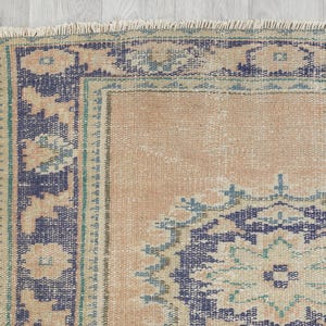 Handgefertigter Türkischer Oushak Teppichläufer 100x300, Vintage Skandinavischer Teppich Bild 6