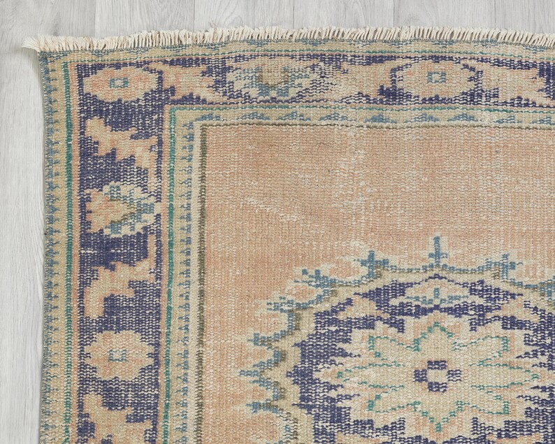 Handgefertigter Türkischer Oushak Teppichläufer 100x300, Vintage Skandinavischer Teppich Bild 6