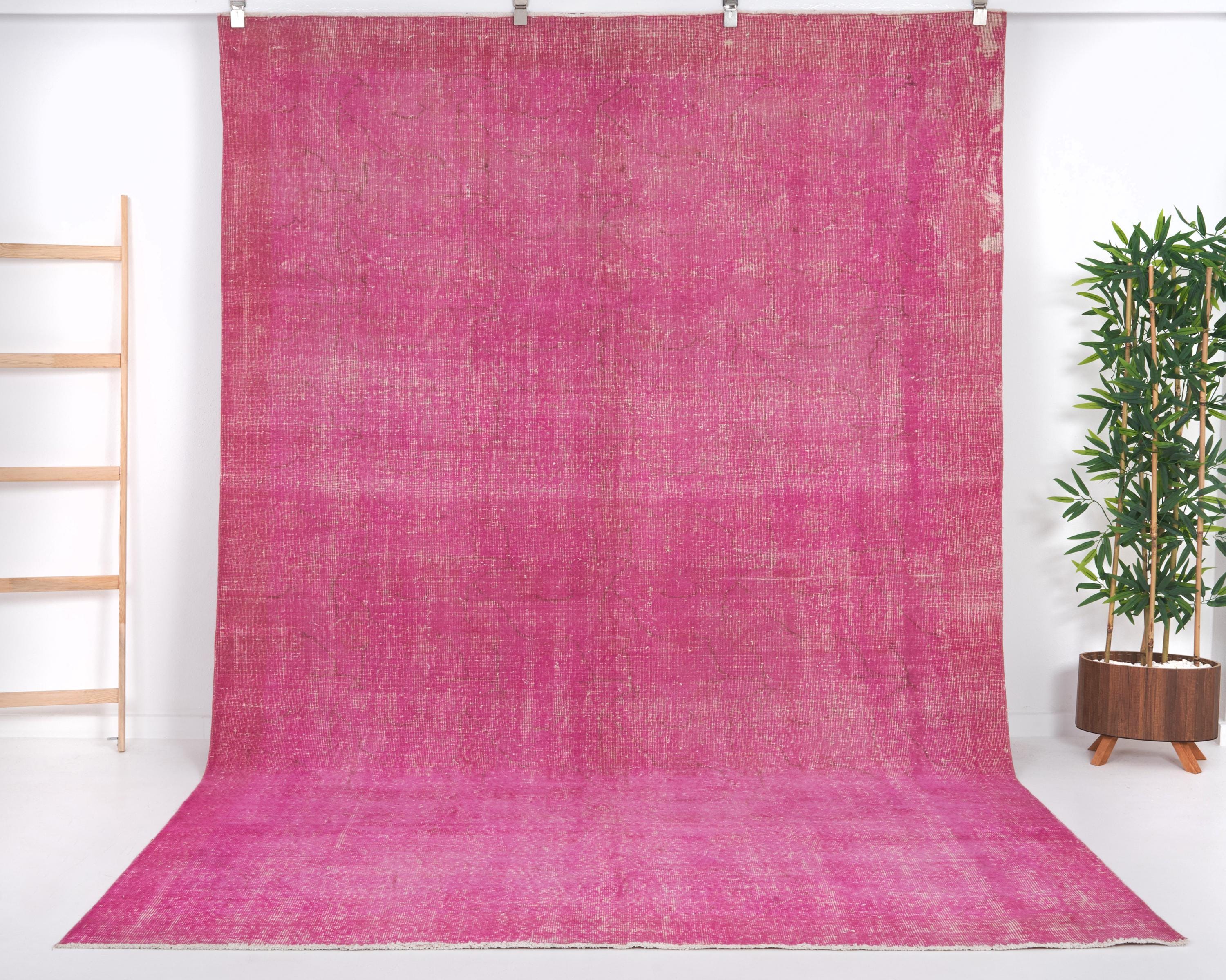 7x10 Pink Overdyed Turkish Carpet Rug, Vintage Area Wool Carpet Rug, Turkish Rug 7x10, Living Room Rug, Bohemian Decor,3349
