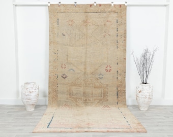 Long Wide Runner Rug 5x10 , Hallway rug, Turkish Oushak Vintage Runner rug, Faded rug ,Neutral rug, Handmade rug, Stair rug, Kitchen rug