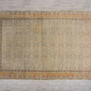 Vintage Turkish Oushak Rug 8x11: Handmade Anatolian Persian Carpet Rug
