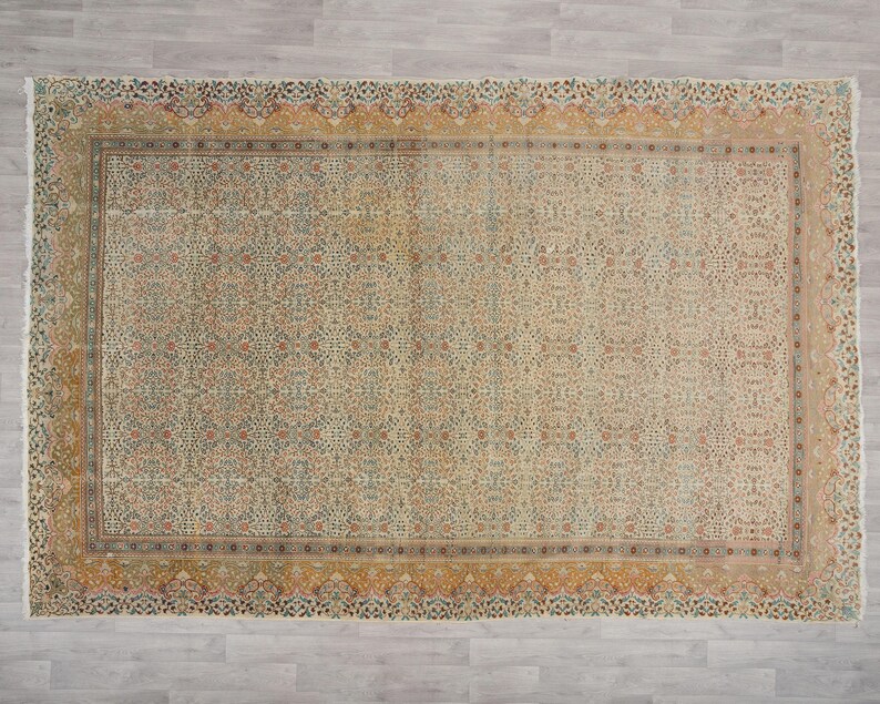 Vintage Turkish Oushak Rug 8x11: Handmade Anatolian Persian Carpet Rug