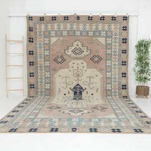 9x14 Large Heriz Area Rug, Antique Persian Rug 9x14 Vintage Rug, Turkish Oushak Rug, Handmade Rug, Oversize rug, 13116