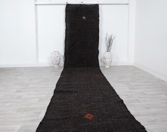 4x18 Brown Narrow Long Kilim Runner Rug, Handmade Rug, Turkish Vintage Kilim Runner Rug, Contemporary decor, 4x18 Floor Runner rug