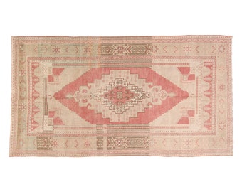 Oushak Rug Pink,Turkish Rug 5x9 Muted,Vintage Rug Faded,Unique Carpet Rug,Anatolian Rug,Coastal Decor,Living room Rug,Bedroom,6581