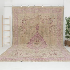 Large Vintage Rug 10x13, Turkish Oushak Rug 10x13, Oversize Area Rug 10x13, Handmade Persian Rug, Carpet Rug, 13843