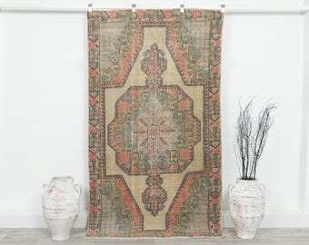 Neutral Oushak Rug, Vintage Turkish Anatolian Rug 4x7