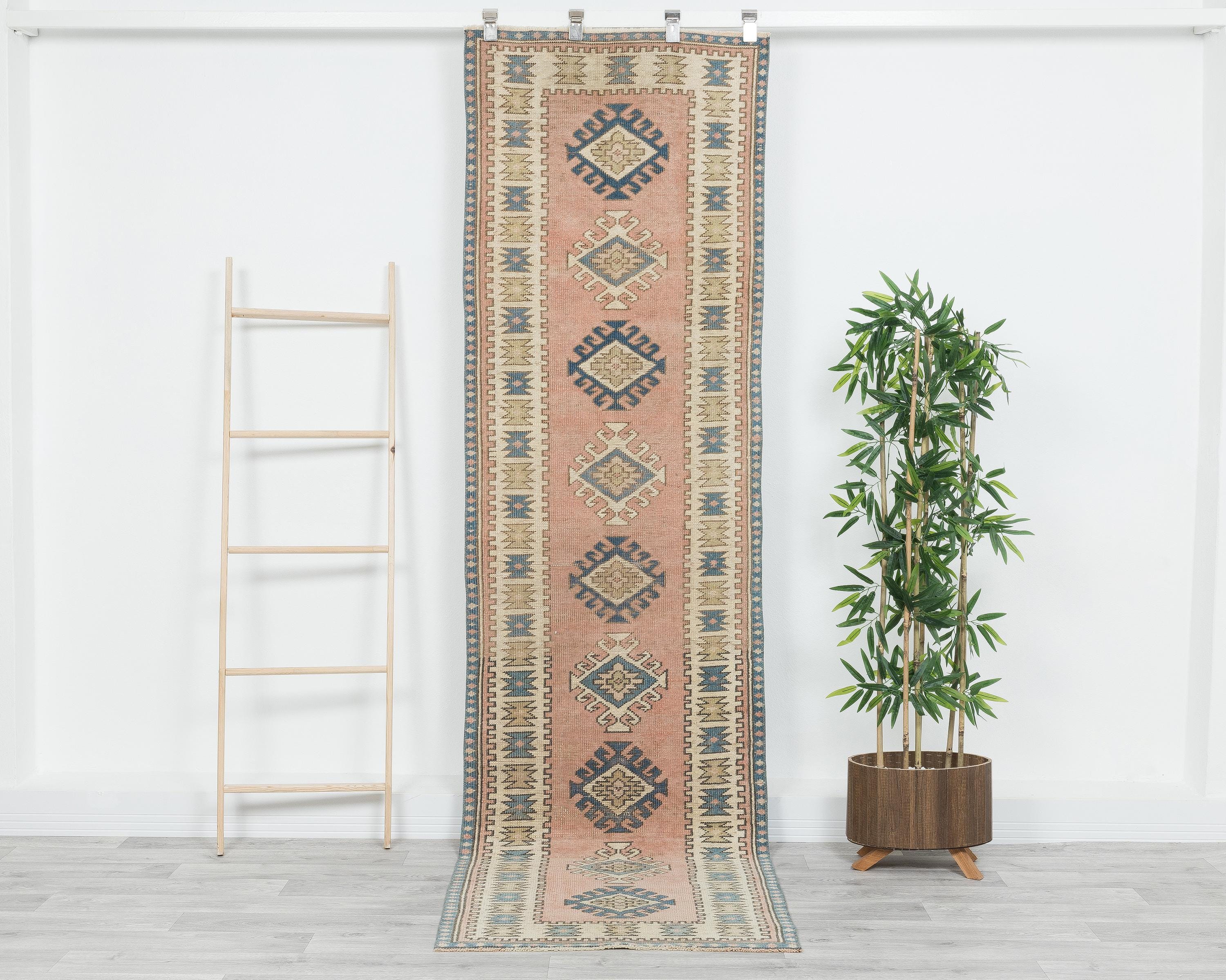 Turkish Vintage Oushak Runner Rug, 3x9 Rug Runner, Carpet Runner, Entryway rug, Hallway rug, Kitchen rug, Runner, Anatolia rug, 9080