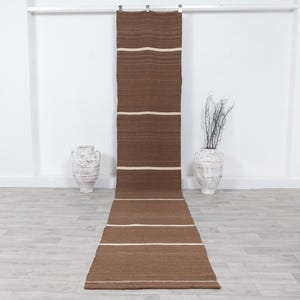 Turkish Vintage Kilim Runner Rug, Handmade rug, Rug Runner 3x13, Hallway rug, Brown Runner Rug, Kitchen rug, Runner Rug 3x13